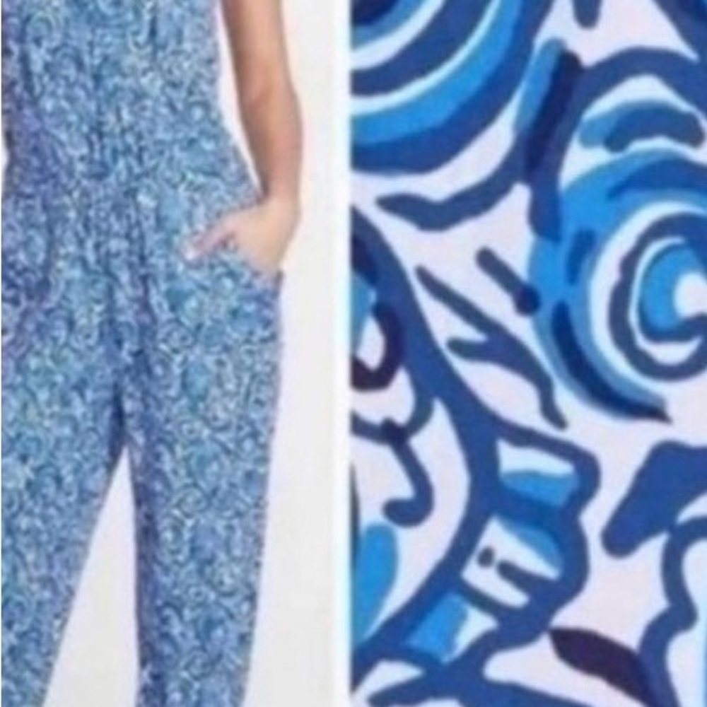 Lilly Pulitzer Blue Multi-Print Sleeveless Jumpsuit